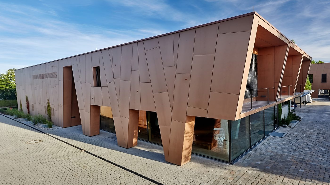 Trespa HPL façade panels in a bronze tone