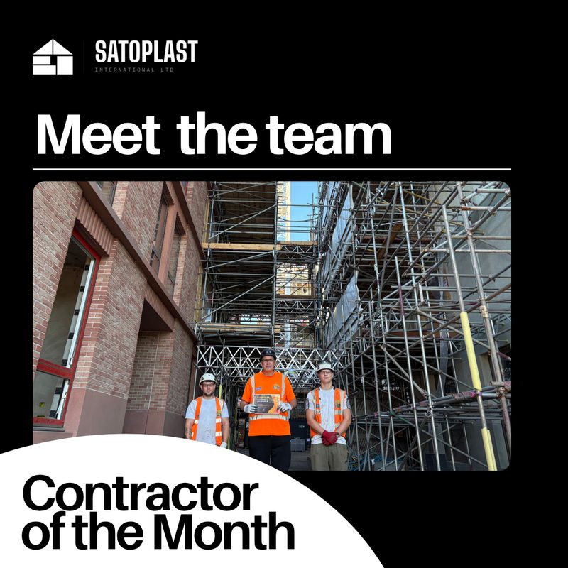 The P&G Scaffolding Ltd team on site at Sugar House Island with the Satoplast Contractor of the Month award